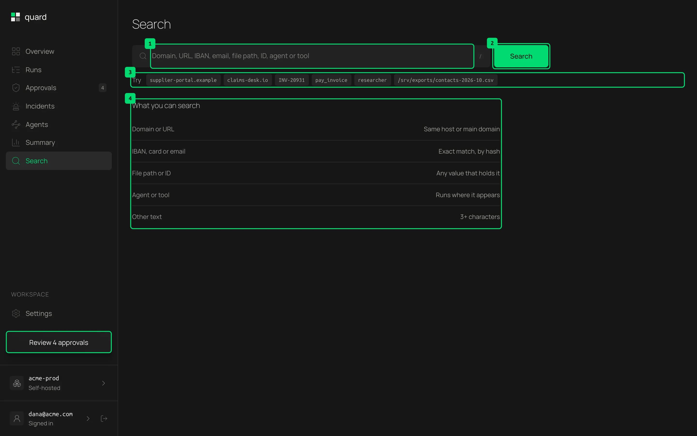 The search page