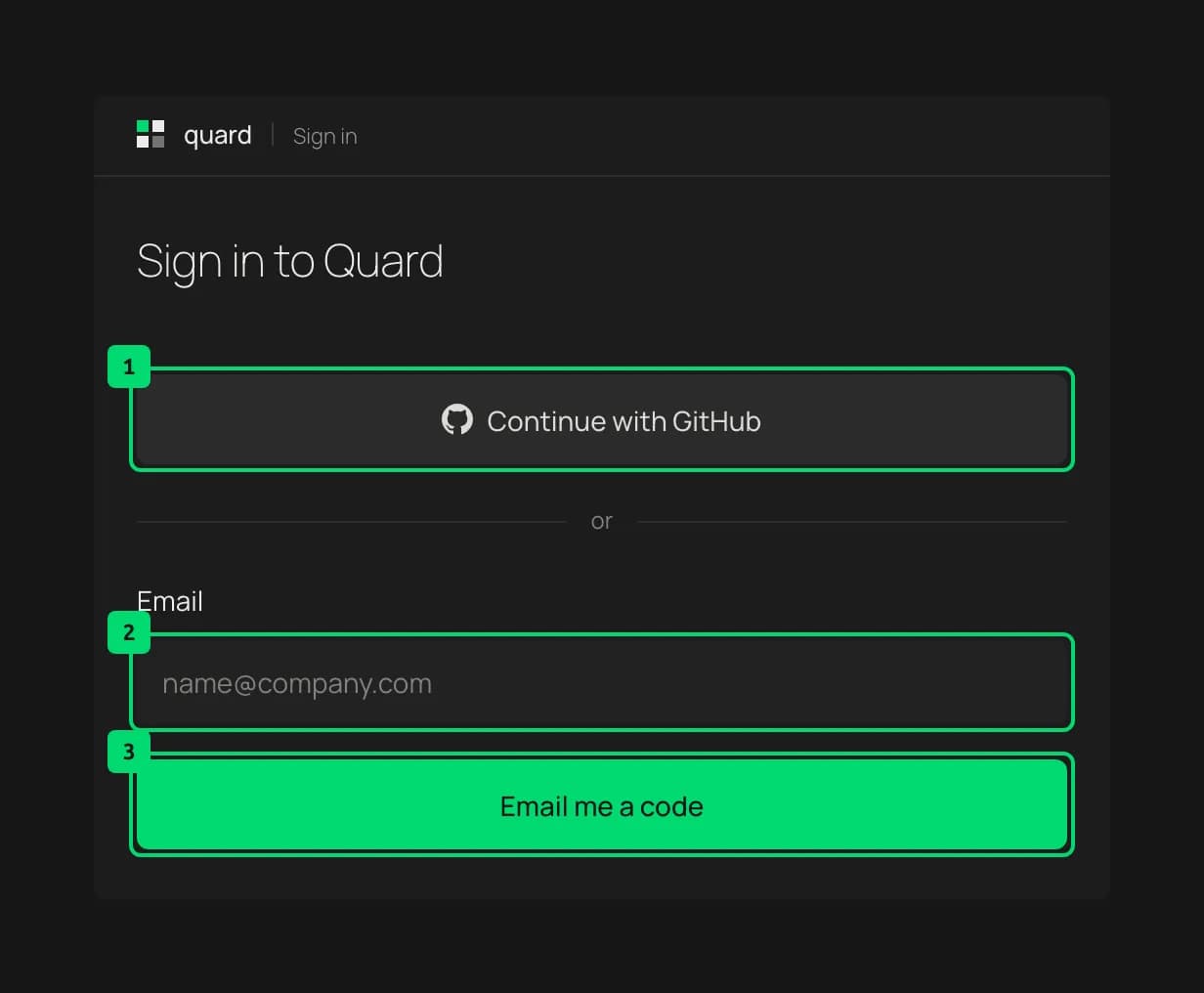 The sign-in page